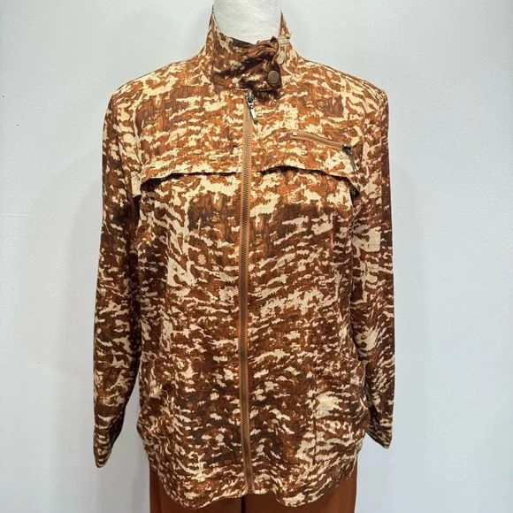 Chico’s 3 Piece Outfit Cropped Pants Cotton 3/4 Tee & Zip Front Jacket Size 1/M - Picture 6 of 15